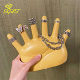 Resin Spray Paint Six Finger Palm Jewelry Rack