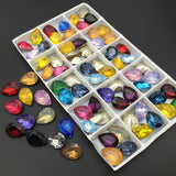 50pcs Resin Rhinestones 13x18,10x14mm Pear Shape Stones for DIY Dress