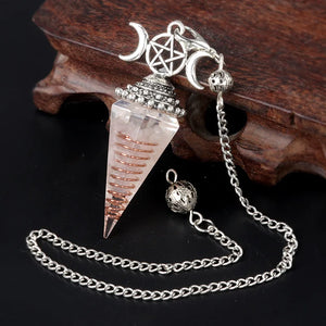 Resin Triple Moon Sun Crystal Pendulum
