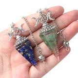 Resin Triple Moon Sun Crystal Pendulum