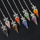 Resin Triple Moon Sun Crystal Pendulum