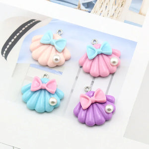 Resin Charms Pearl Bowknot Shell Pendants Earring DIY Jewelry