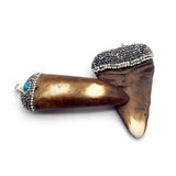 Resin Cow Bone Pendant with Crystal Beads Boar Teeth Natural Stone Rhinestone
