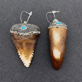 Resin Cow Bone Pendant with Crystal Beads Boar Teeth Natural Stone Rhinestone