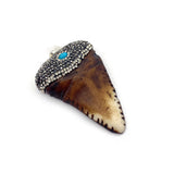 Resin Cow Bone Pendant with Crystal Beads Boar Teeth Natural Stone Rhinestone