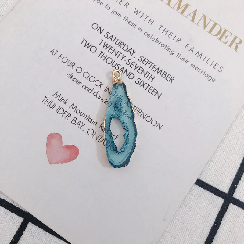 Resin Mineral Powder Crystal Lake Green Pendant DIY Earrings Necklace Key Chain