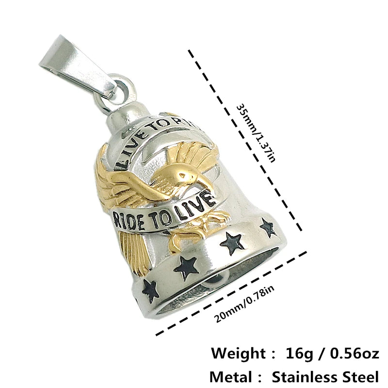 Ride To Live, Live To Ride Eagle Stars Biker Pendant