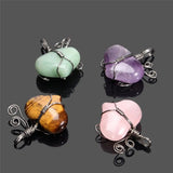Natural Gem Heart Pendant Twine DIY Couple Trinkets Hand-Wound