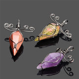 Natural Stone Hexagon Pendant Pink Amethyst Crystal