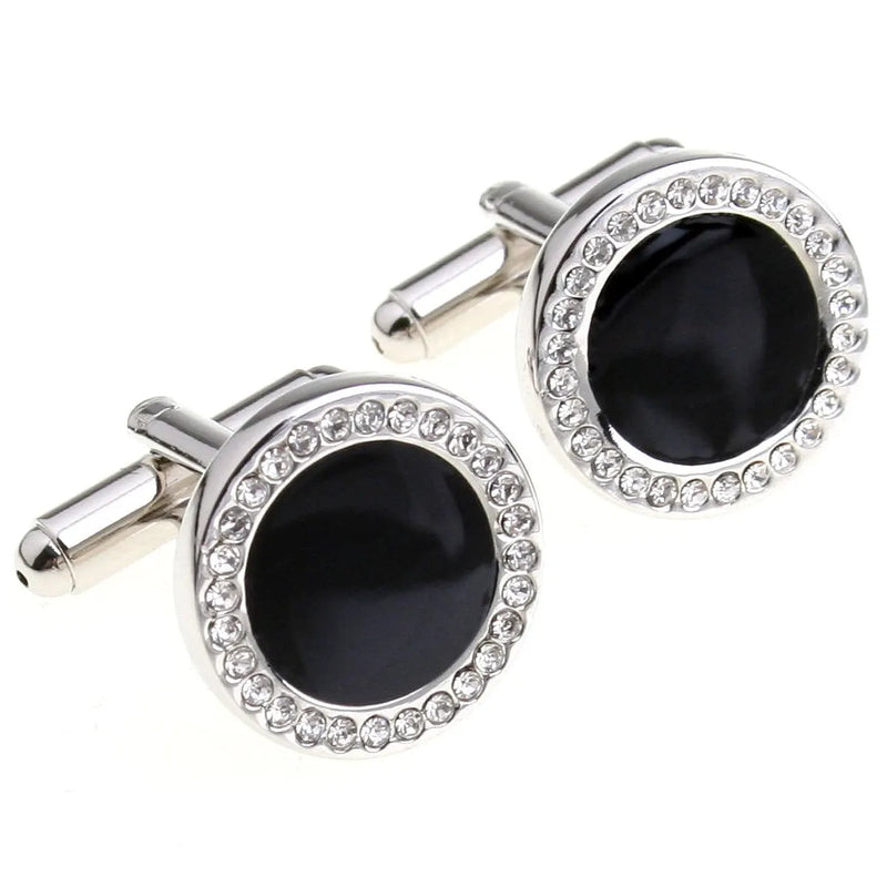 Full Rhinestone Crystal Circle Nail Sleeve Cuff Links