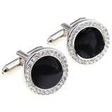 Full Rhinestone Crystal Circle Nail Sleeve Cuff Links