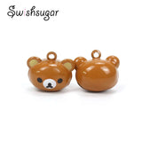 Enamel Cartoon Bear Craft Copper Bell Charms Pendant for Birthday Gift