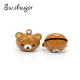 Enamel Cartoon Bear Craft Copper Bell Charms Pendant for Birthday Gift