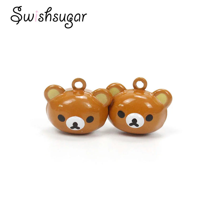 Enamel Cartoon Bear Craft Copper Bell Charms Pendant for Birthday Gift