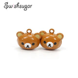 Enamel Cartoon Bear Craft Copper Bell Charms Pendant for Birthday Gift