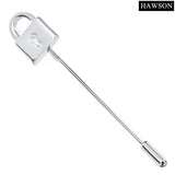 Men Long Copper Key Lock Brooch Pin