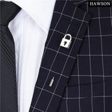 Men Long Copper Key Lock Brooch Pin