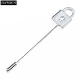 Men Long Copper Key Lock Brooch Pin