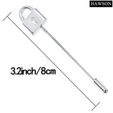 Men Long Copper Key Lock Brooch Pin