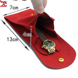 Velvet Watch Storage Pouch Snap Fastener Organizer Jewelry Bag