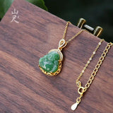 Hetian Jade Buddha Pendant with Sterling Silver Chain