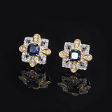 925 Silver Gemstone Flower Stud Earrings for Women