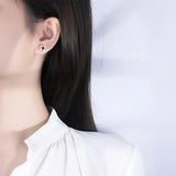 925 Silver Gemstone Flower Stud Earrings for Women