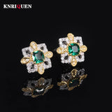 925 Silver Gemstone Flower Stud Earrings for Women