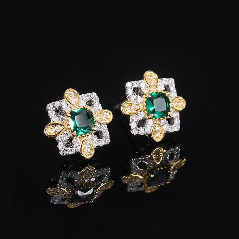 925 Silver Gemstone Flower Stud Earrings for Women