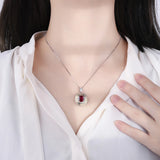 925 Silver Emerald Ruby Gemstone Pendant Necklace for Women