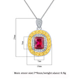 925 Silver Emerald Ruby Gemstone Pendant Necklace for Women