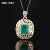925 Silver Emerald Ruby Gemstone Pendant Necklace for Women