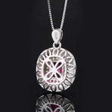925 Silver Emerald Ruby Gemstone Pendant Necklace for Women