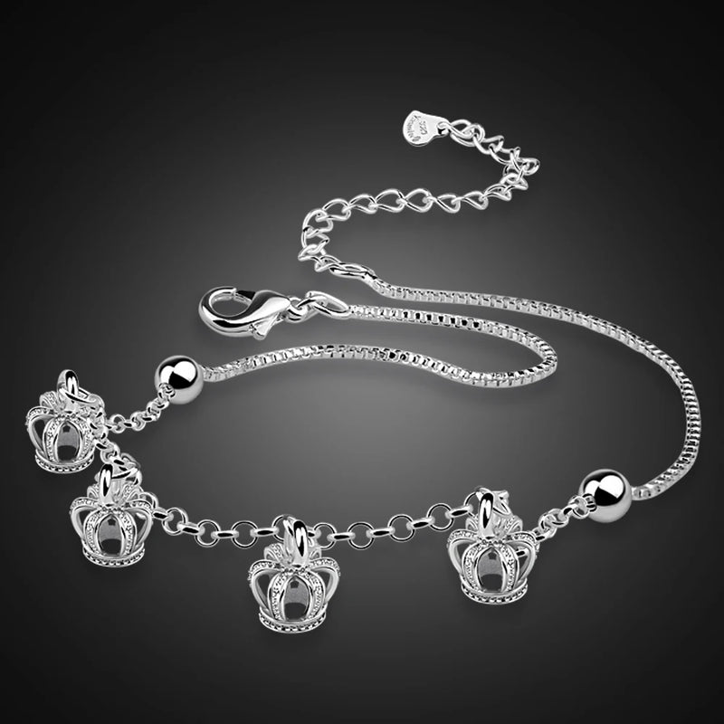 925 Sterling Silver Ankle Crown Bracelet Bohemia Foot Beach Anklets
