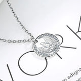 925 Sterling Silver Horse Coin Pendant Long Necklace TLX724