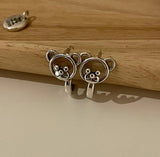 Vintage 925 Silver Teddy Bear Hoop Earring Charms