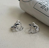 Vintage 925 Silver Teddy Bear Hoop Earring Charms