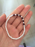 925 Silver Red Garnet Bracelet with Lucky Ball Charm