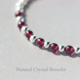 925 Silver Red Garnet Bracelet with Lucky Ball Charm