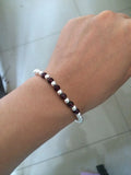 925 Silver Red Garnet Bracelet with Lucky Ball Charm