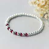 925 Silver Red Garnet Bracelet with Lucky Ball Charm