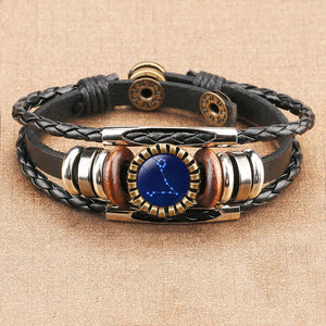 Retro 12 Constellation Leather Bracelet Student Mori Bracelet