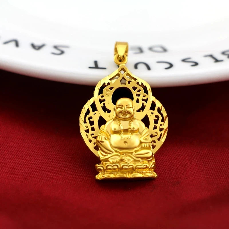 18K Yellow Plated Maitreya Buddha Pendant for Women Men