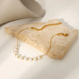 Baroque Pearl Bracelet 18k Plated Stainless Steel Women's Jewelry Gift