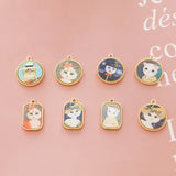 40pcs Cats Pattern Print Alloy Floating Locket Charms DIY Jewelry Accessory
