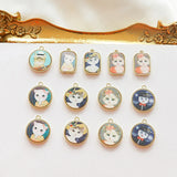 40pcs Cats Pattern Print Alloy Floating Locket Charms DIY Jewelry Accessory
