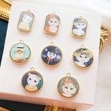 40pcs Cats Pattern Print Alloy Floating Locket Charms DIY Jewelry Accessory