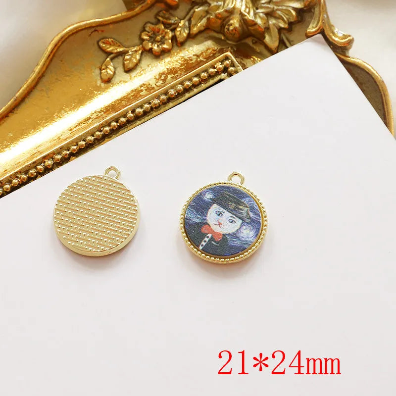 40pcs Cats Pattern Print Alloy Floating Locket Charms DIY Jewelry Accessory
