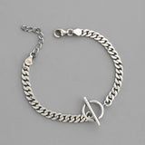 Retro 5MM Punk 925 Sterling Silver Flat Cuban Chain Bracelet