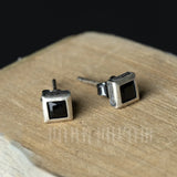 925 Sterling Silver Zircon Stud Earrings Retro Design